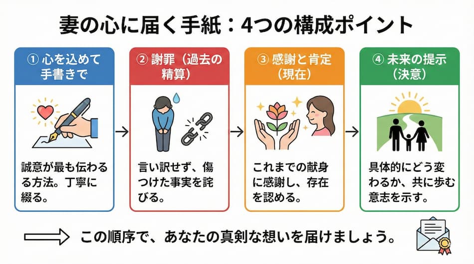 手紙で想いを伝えるの図解
