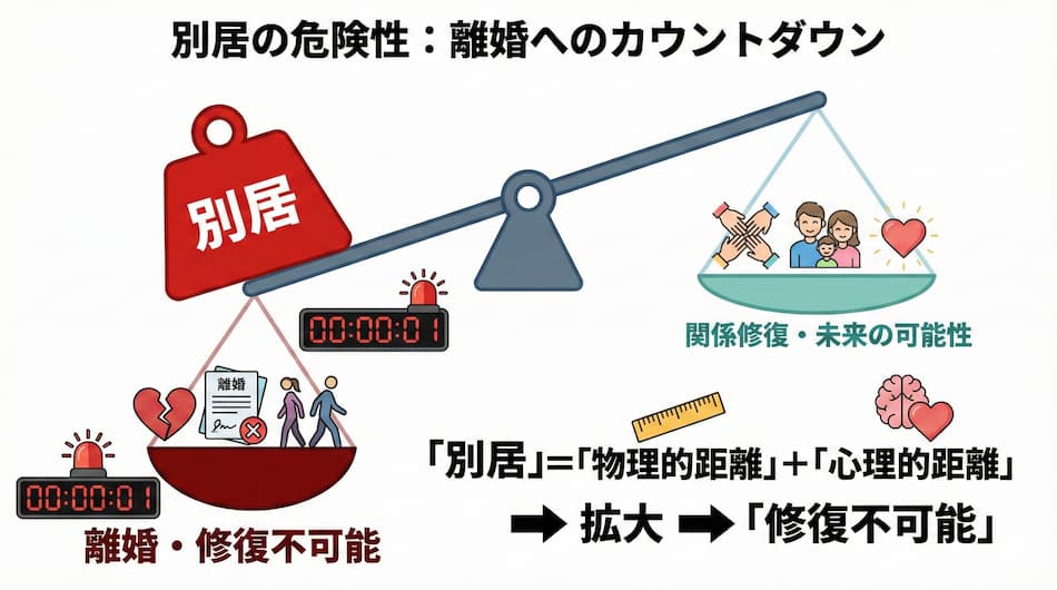 離婚危機の話し合いにおけるその他の注意点、別居には応じない、の図解