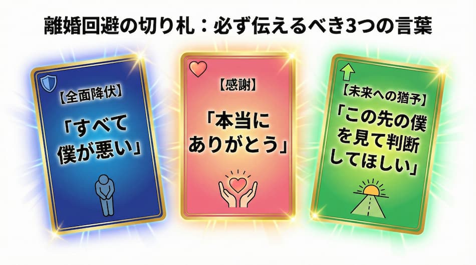 妻との離婚回避させるために必ず伝えるべき言葉、図解