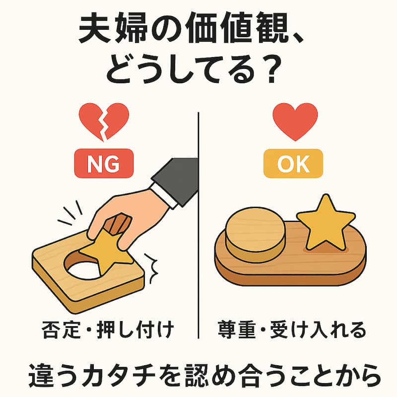 妻との価値観の違いを受け入れるの図解