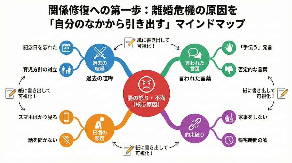 関係修復きっかけへの第一歩は離婚危機の原因を知ることの解説図解