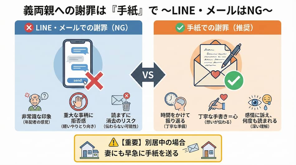 義両親の謝罪方法の図解