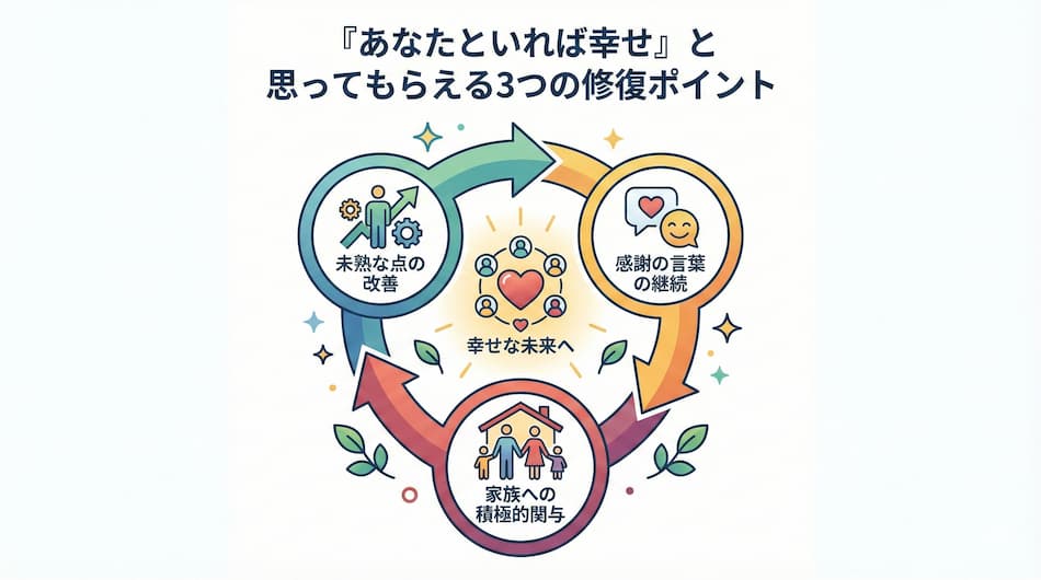 離婚保留の状態から関係を修復させるためのポイント解説図解