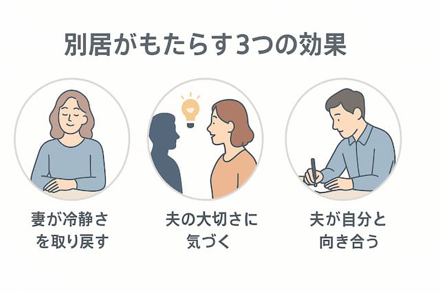 別居がもたらす３つの効果の図解