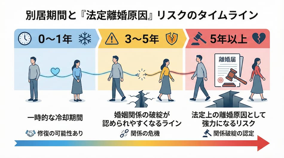 別居期間と法定原因リスクの図解