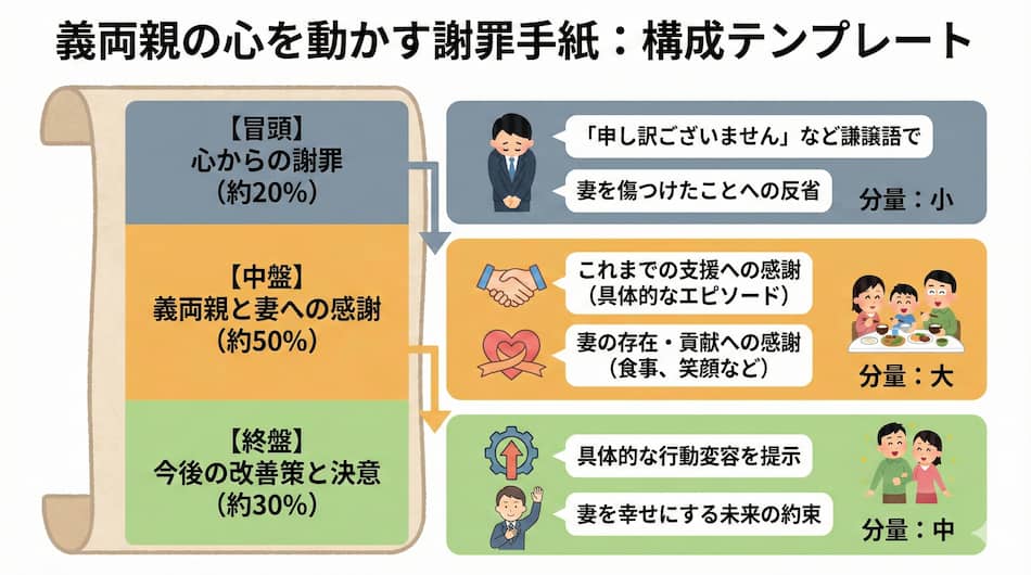 義両親へあなたの想いが伝わる手紙の書き方の図解