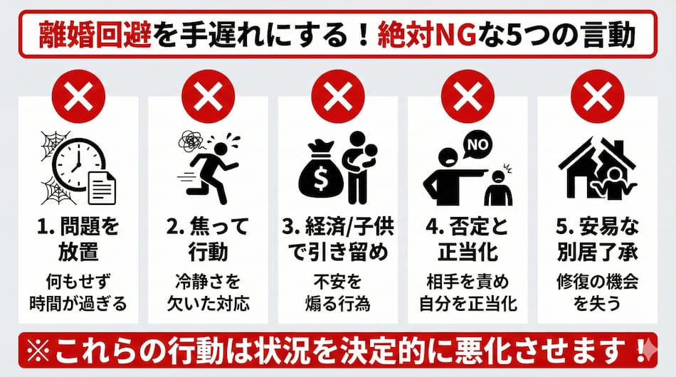 離婚回避を手遅れにするNG言動の解説図解
