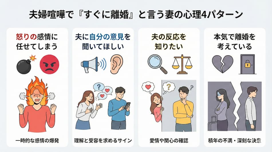 夫婦喧嘩ですぐに離婚という妻の心理の図解