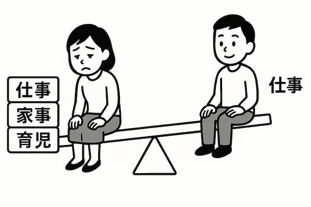 家事育児・仕事で疲れている妻のイラスト画像