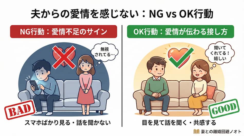 妻から笑顔が消えた原因「夫からの愛情を感じない」の図解