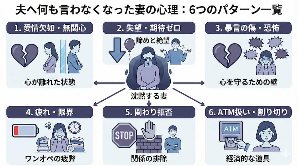 夫へ何も言わなくなった妻の心理の解説図解
