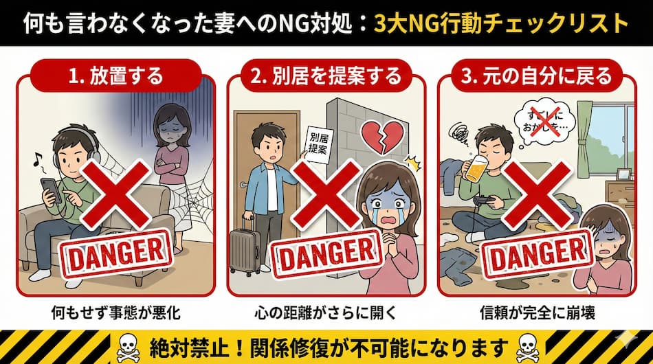 何も言わなくなった妻へのNG対処の解説図解