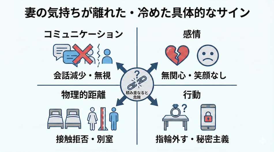 妻の気持ちが離れた・冷めた具体的なサインの図解