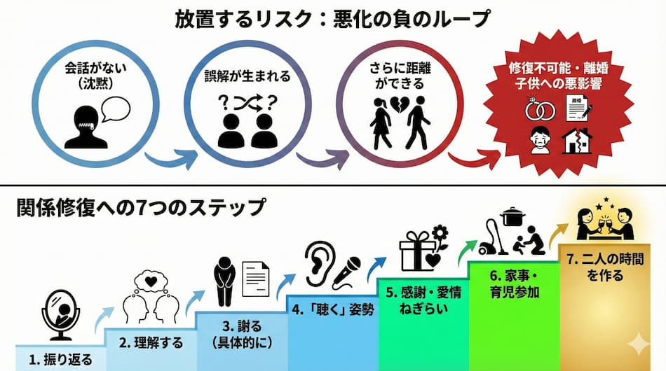 妻が話しかけてこない状況を放置するリスクの解説図解
