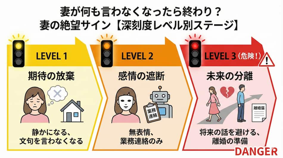 「妻が何も言わなくなったら終わり？ 妻の絶望サイン」の図解