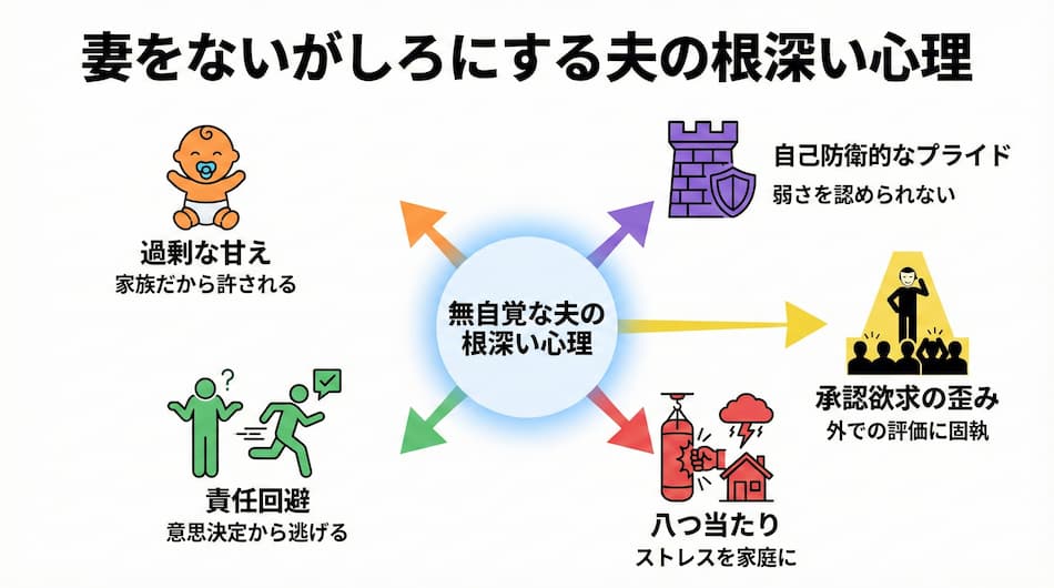 「妻をないがしろにする夫の根深い心理」の図解