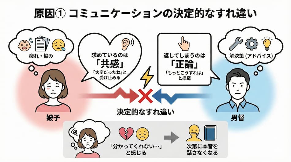 原因① コミュニケーションの決定的なすれ違いの図解