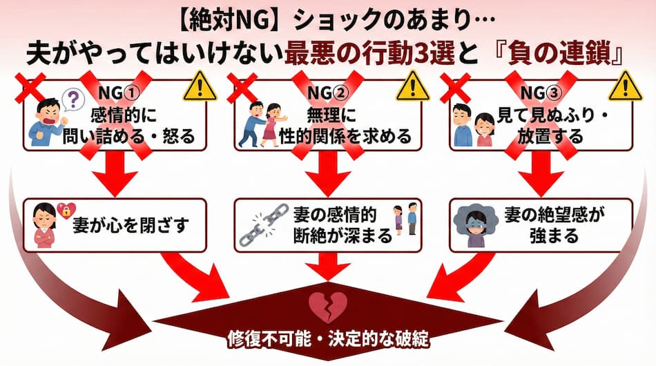 夫がやってはいけない最悪の行動3選の図解