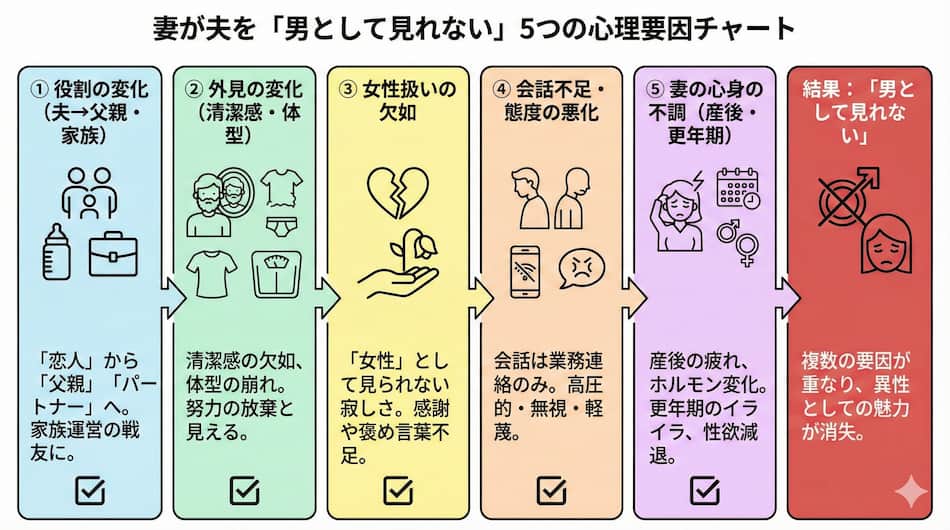 なぜ? 妻が夫を「男として見れない」と言う5つの深刻な心理の解説図解