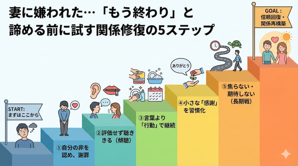 妻に嫌われたと諦める前に試す関係修復の5ステップの図解