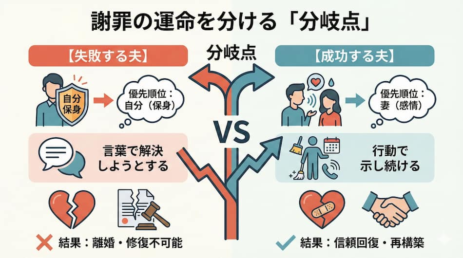 謝罪が「成功した夫」と「失敗した夫」の分岐点の解説図解